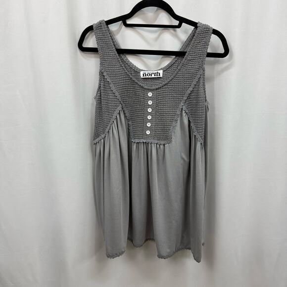 OneEleven North Swing With Me Waffle Knit Swing Tank Top Gray Large - Picture 1 of 7